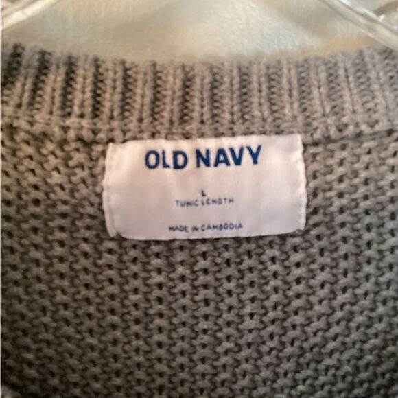 OLD NAVY SIZE LARGE MED HEATHER GREY TEXTURED TUNIC SWEATER - Picture 5 of 6
